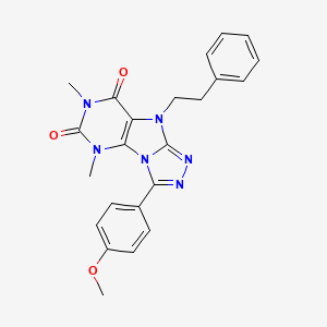 molecular formula C23H22N6O3 B6417956 3-(4-methoxyphenyl)-5,7-dimethyl-9-(2-phenylethyl)-5H,6H,7H,8H,9H-[1,2,4]triazolo[3,4-h]purine-6,8-dione CAS No. 921884-99-3