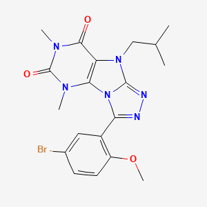 molecular formula C19H21BrN6O3 B6417963 3-(5-bromo-2-methoxyphenyl)-5,7-dimethyl-9-(2-methylpropyl)-5H,6H,7H,8H,9H-[1,2,4]triazolo[3,4-h]purine-6,8-dione CAS No. 921810-91-5