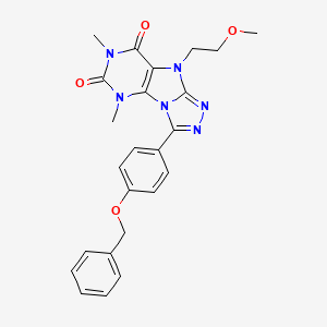molecular formula C24H24N6O4 B6417966 3-[4-(benzyloxy)phenyl]-9-(2-methoxyethyl)-5,7-dimethyl-5H,6H,7H,8H,9H-[1,2,4]triazolo[3,4-h]purine-6,8-dione CAS No. 941955-08-4