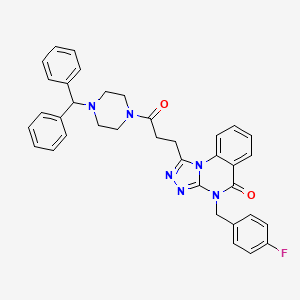 molecular formula C36H33FN6O2 B6417973 1-{3-[4-(diphenylmethyl)piperazin-1-yl]-3-oxopropyl}-4-[(4-fluorophenyl)methyl]-4H,5H-[1,2,4]triazolo[4,3-a]quinazolin-5-one CAS No. 887208-08-4
