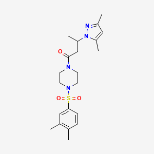 molecular formula C21H30N4O3S B6417978 3-(3,5-dimethyl-1H-pyrazol-1-yl)-1-[4-(3,4-dimethylbenzenesulfonyl)piperazin-1-yl]butan-1-one CAS No. 1017527-34-2