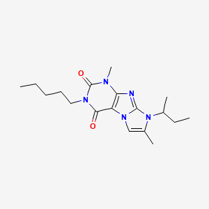 molecular formula C18H27N5O2 B6417987 8-(butan-2-yl)-1,7-dimethyl-3-pentyl-1H,2H,3H,4H,8H-imidazo[1,2-g]purine-2,4-dione CAS No. 922446-14-8