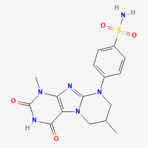 molecular formula C16H18N6O4S B6417996 4-{1,7-dimethyl-2,4-dioxo-1H,2H,3H,4H,6H,7H,8H,9H-pyrimido[1,2-g]purin-9-yl}benzene-1-sulfonamide CAS No. 919035-12-4