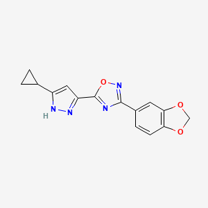 molecular formula C15H12N4O3 B6418013 3-(2H-1,3-benzodioxol-5-yl)-5-(3-cyclopropyl-1H-pyrazol-5-yl)-1,2,4-oxadiazole CAS No. 1189316-31-1