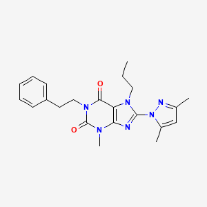 molecular formula C22H26N6O2 B6418040 8-(3,5-dimethyl-1H-pyrazol-1-yl)-3-methyl-1-(2-phenylethyl)-7-propyl-2,3,6,7-tetrahydro-1H-purine-2,6-dione CAS No. 1013971-12-4