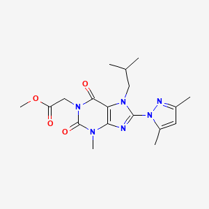 molecular formula C18H24N6O4 B6418049 methyl 2-[8-(3,5-dimethyl-1H-pyrazol-1-yl)-3-methyl-7-(2-methylpropyl)-2,6-dioxo-2,3,6,7-tetrahydro-1H-purin-1-yl]acetate CAS No. 1014030-45-5