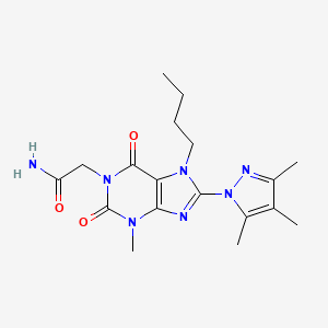 molecular formula C18H25N7O3 B6418064 2-[7-butyl-3-methyl-2,6-dioxo-8-(3,4,5-trimethyl-1H-pyrazol-1-yl)-2,3,6,7-tetrahydro-1H-purin-1-yl]acetamide CAS No. 1013762-73-6