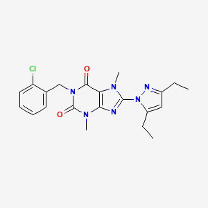 molecular formula C21H23ClN6O2 B6418067 1-[(2-chlorophenyl)methyl]-8-(3,5-diethyl-1H-pyrazol-1-yl)-3,7-dimethyl-2,3,6,7-tetrahydro-1H-purine-2,6-dione CAS No. 1014029-68-5