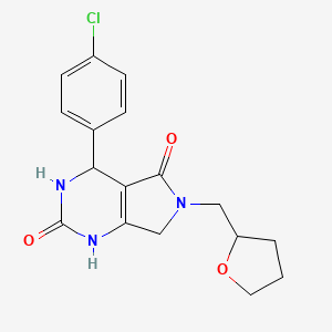 molecular formula C17H18ClN3O3 B6418077 4-(4-chlorophenyl)-6-[(oxolan-2-yl)methyl]-1H,2H,3H,4H,5H,6H,7H-pyrrolo[3,4-d]pyrimidine-2,5-dione CAS No. 941172-36-7