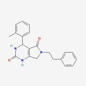 molecular formula C21H21N3O2 B6418085 4-(2-methylphenyl)-6-(2-phenylethyl)-1H,2H,3H,4H,5H,6H,7H-pyrrolo[3,4-d]pyrimidine-2,5-dione CAS No. 941045-73-4