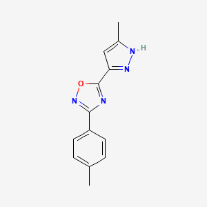 molecular formula C13H12N4O B6418115 5-(3-methyl-1H-pyrazol-5-yl)-3-(4-methylphenyl)-1,2,4-oxadiazole CAS No. 1107541-95-6