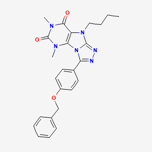 3-[4-(benzyloxy)phenyl]-9-butyl-5,7-dimethyl-5H,6H,7H,8H,9H-[1,2,4]triazolo[3,4-h]purine-6,8-dione