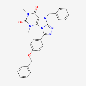 molecular formula C28H24N6O3 B6418177 9-benzyl-3-[4-(benzyloxy)phenyl]-5,7-dimethyl-5H,6H,7H,8H,9H-[1,2,4]triazolo[3,4-h]purine-6,8-dione CAS No. 1040634-65-8