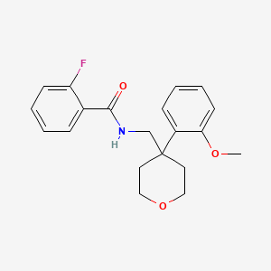 2-fluoro-N-{[4-(2-methoxyphenyl)oxan-4-yl]methyl}benzamide