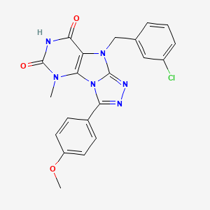 molecular formula C21H17ClN6O3 B6418303 9-[(3-chlorophenyl)methyl]-3-(4-methoxyphenyl)-5-methyl-5H,6H,7H,8H,9H-[1,2,4]triazolo[3,4-h]purine-6,8-dione CAS No. 921856-34-0