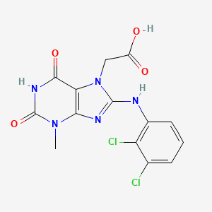 molecular formula C14H11Cl2N5O4 B6418311 2-{8-[(2,3-dichlorophenyl)amino]-3-methyl-2,6-dioxo-2,3,6,7-tetrahydro-1H-purin-7-yl}acetic acid CAS No. 1021224-97-4