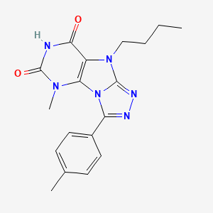 molecular formula C18H20N6O2 B6418325 9-butyl-5-methyl-3-(4-methylphenyl)-5H,6H,7H,8H,9H-[1,2,4]triazolo[3,4-h]purine-6,8-dione CAS No. 921803-69-2