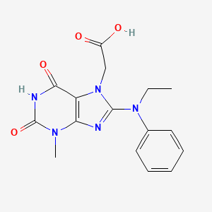 2-{8-[ethyl(phenyl)amino]-3-methyl-2,6-dioxo-2,3,6,7-tetrahydro-1H-purin-7-yl}acetic acid