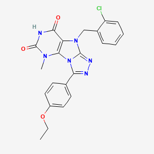 molecular formula C22H19ClN6O3 B6418334 9-[(2-chlorophenyl)methyl]-3-(4-ethoxyphenyl)-5-methyl-5H,6H,7H,8H,9H-[1,2,4]triazolo[3,4-h]purine-6,8-dione CAS No. 921811-21-4