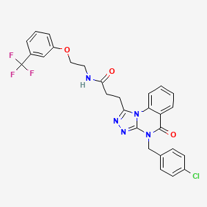 molecular formula C28H23ClF3N5O3 B6418361 3-{4-[(4-chlorophenyl)methyl]-5-oxo-4H,5H-[1,2,4]triazolo[4,3-a]quinazolin-1-yl}-N-{2-[3-(trifluoromethyl)phenoxy]ethyl}propanamide CAS No. 902960-72-9