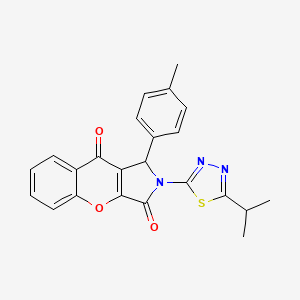 molecular formula C23H19N3O3S B6418382 1-(4-methylphenyl)-2-[5-(propan-2-yl)-1,3,4-thiadiazol-2-yl]-1H,2H,3H,9H-chromeno[2,3-c]pyrrole-3,9-dione CAS No. 620589-25-5