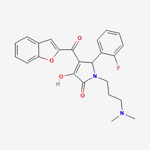 molecular formula C24H23FN2O4 B6418419 4-(1-benzofuran-2-carbonyl)-1-[3-(dimethylamino)propyl]-5-(2-fluorophenyl)-3-hydroxy-2,5-dihydro-1H-pyrrol-2-one CAS No. 618364-02-6