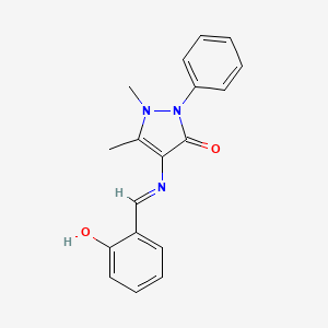 molecular formula C18H17N3O2 B6418423 4-[(E)-[(2-hydroxyphenyl)methylidene]amino]-1,5-dimethyl-2-phenyl-2,3-dihydro-1H-pyrazol-3-one CAS No. 30957-66-5