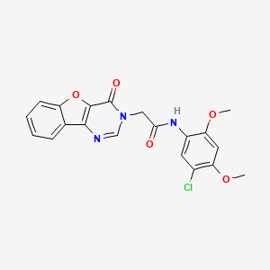 N-(5-chloro-2,4-dimethoxyphenyl)-2-{6-oxo-8-oxa-3,5-diazatricyclo[7.4.0.0^{2,7}]trideca-1(9),2(7),3,10,12-pentaen-5-yl}acetamide