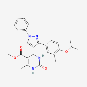molecular formula C26H28N4O4 B6418461 methyl 6-methyl-4-{3-[3-methyl-4-(propan-2-yloxy)phenyl]-1-phenyl-1H-pyrazol-4-yl}-2-oxo-1,2,3,4-tetrahydropyrimidine-5-carboxylate CAS No. 955857-83-7
