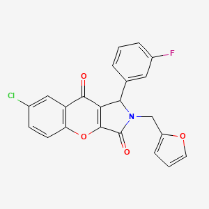 molecular formula C22H13ClFNO4 B6418465 7-chloro-1-(3-fluorophenyl)-2-[(furan-2-yl)methyl]-1H,2H,3H,9H-chromeno[2,3-c]pyrrole-3,9-dione CAS No. 850900-46-8