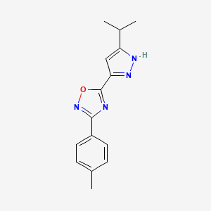 molecular formula C15H16N4O B6418478 3-(4-methylphenyl)-5-[3-(propan-2-yl)-1H-pyrazol-5-yl]-1,2,4-oxadiazole CAS No. 1094606-19-5