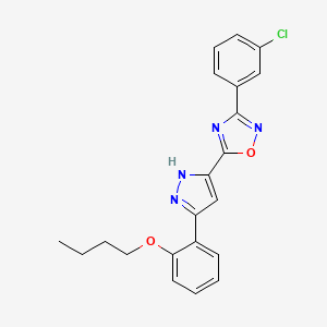 molecular formula C21H19ClN4O2 B6418482 5-[3-(2-butoxyphenyl)-1H-pyrazol-5-yl]-3-(3-chlorophenyl)-1,2,4-oxadiazole CAS No. 1094606-47-9