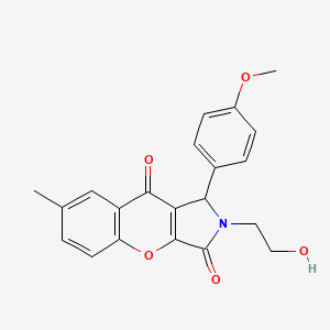 molecular formula C21H19NO5 B6418500 2-(2-hydroxyethyl)-1-(4-methoxyphenyl)-7-methyl-1H,2H,3H,9H-chromeno[2,3-c]pyrrole-3,9-dione CAS No. 850157-64-1