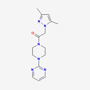 molecular formula C15H20N6O B6418527 2-(3,5-dimethyl-1H-pyrazol-1-yl)-1-[4-(pyrimidin-2-yl)piperazin-1-yl]ethan-1-one CAS No. 1207030-00-9