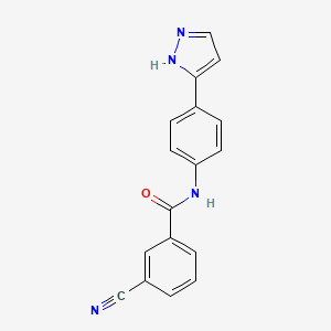 3-cyano-N-[4-(1H-pyrazol-3-yl)phenyl]benzamide