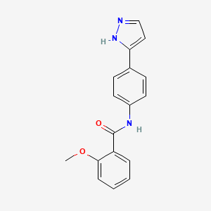 molecular formula C17H15N3O2 B6418545 2-methoxy-N-[4-(1H-pyrazol-3-yl)phenyl]benzamide CAS No. 1171154-35-0