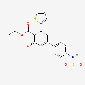 ethyl 4-(4-methanesulfonamidophenyl)-2-oxo-6-(thiophen-2-yl)cyclohex-3-ene-1-carboxylate