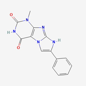molecular formula C14H11N5O2 B6418566 1-methyl-7-phenyl-1H,2H,3H,4H,8H-imidazo[1,2-g]purine-2,4-dione CAS No. 85592-03-6