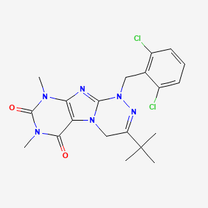 molecular formula C20H22Cl2N6O2 B6418581 3-tert-butyl-1-[(2,6-dichlorophenyl)methyl]-7,9-dimethyl-1H,4H,6H,7H,8H,9H-[1,2,4]triazino[4,3-g]purine-6,8-dione CAS No. 898448-75-4