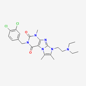 molecular formula C23H28Cl2N6O2 B6418584 3-[(3,4-dichlorophenyl)methyl]-8-[2-(diethylamino)ethyl]-1,6,7-trimethyl-1H,2H,3H,4H,8H-imidazo[1,2-g]purine-2,4-dione CAS No. 941120-78-1
