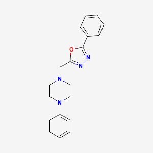 molecular formula C19H20N4O B6418585 1-phenyl-4-[(5-phenyl-1,3,4-oxadiazol-2-yl)methyl]piperazine CAS No. 127718-45-0