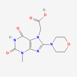 molecular formula C12H15N5O5 B6418589 2-[3-methyl-8-(morpholin-4-yl)-2,6-dioxo-2,3,6,7-tetrahydro-1H-purin-7-yl]acetic acid CAS No. 946273-01-4