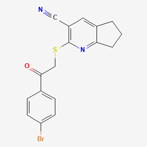 molecular formula C17H13BrN2OS B6418655 2-{[2-(4-bromophenyl)-2-oxoethyl]sulfanyl}-5H,6H,7H-cyclopenta[b]pyridine-3-carbonitrile CAS No. 6213-16-7