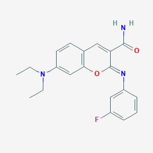 (2Z)-7-(diethylamino)-2-[(3-fluorophenyl)imino]-2H-chromene-3-carboxamide