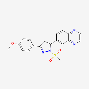 molecular formula C19H18N4O3S B6418691 6-[1-methanesulfonyl-3-(4-methoxyphenyl)-4,5-dihydro-1H-pyrazol-5-yl]quinoxaline CAS No. 797775-36-1
