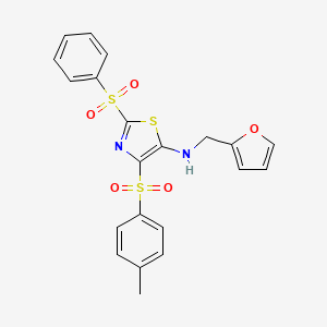 molecular formula C21H18N2O5S3 B6418710 2-(benzenesulfonyl)-N-[(furan-2-yl)methyl]-4-(4-methylbenzenesulfonyl)-1,3-thiazol-5-amine CAS No. 891390-10-6