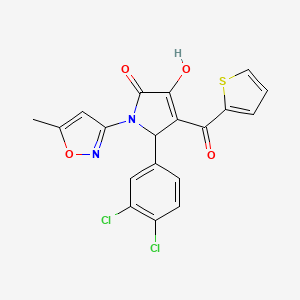 molecular formula C19H12Cl2N2O4S B6418751 5-(3,4-dichlorophenyl)-3-hydroxy-1-(5-methyl-1,2-oxazol-3-yl)-4-(thiophene-2-carbonyl)-2,5-dihydro-1H-pyrrol-2-one CAS No. 618872-99-4