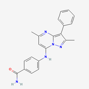 molecular formula C21H19N5O B6418759 4-({2,5-dimethyl-3-phenylpyrazolo[1,5-a]pyrimidin-7-yl}amino)benzamide CAS No. 946259-77-4