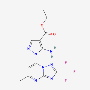 molecular formula C13H12F3N7O2 B6418770 ethyl 5-amino-1-[5-methyl-2-(trifluoromethyl)-[1,2,4]triazolo[1,5-a]pyrimidin-7-yl]-1H-pyrazole-4-carboxylate CAS No. 1134723-54-8