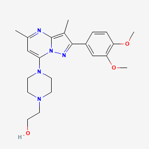 molecular formula C22H29N5O3 B6418796 2-{4-[2-(3,4-dimethoxyphenyl)-3,5-dimethylpyrazolo[1,5-a]pyrimidin-7-yl]piperazin-1-yl}ethan-1-ol CAS No. 1015543-92-6